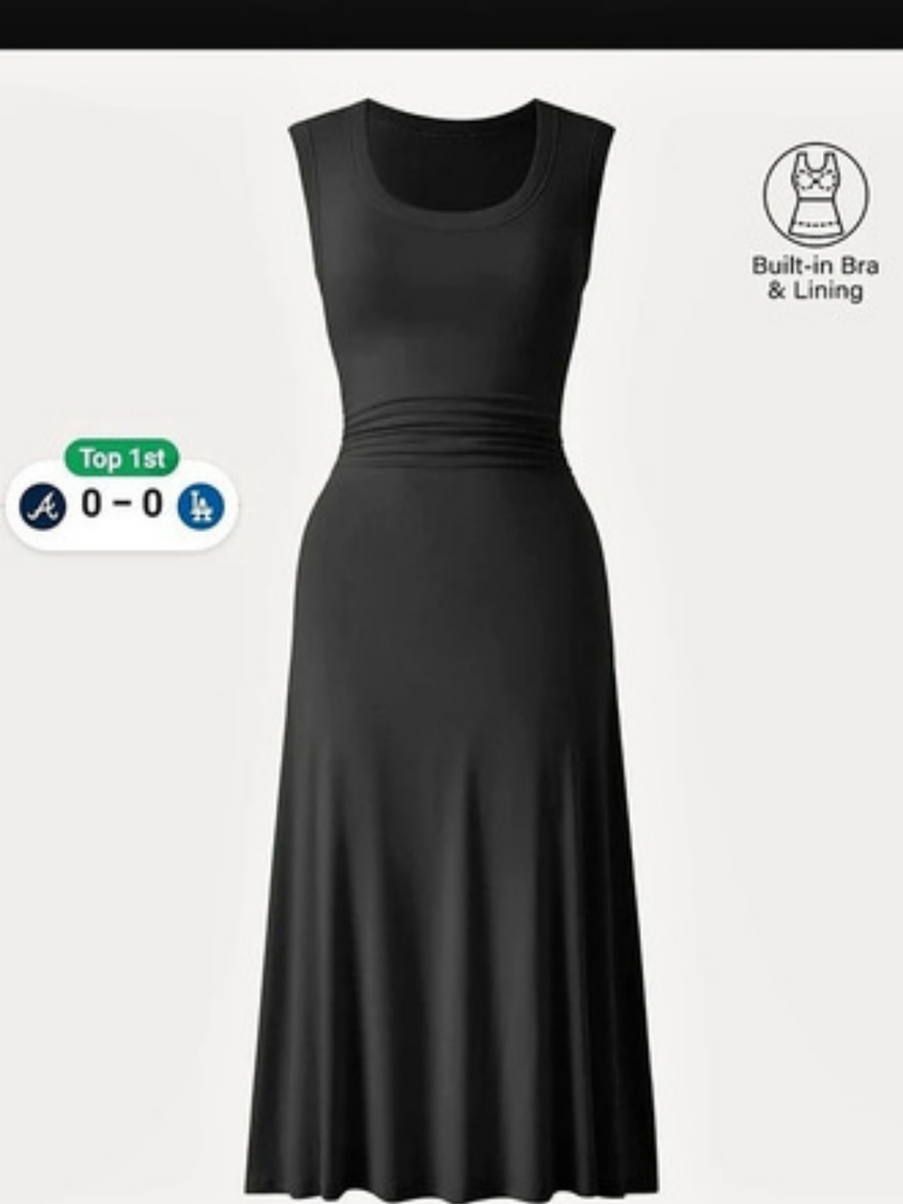 OGL Move Black Ruched Brami Midi Dress Medium NWT